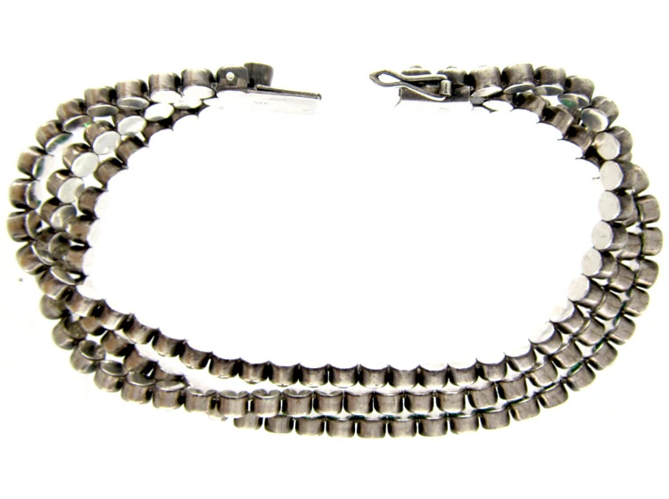 Green & White Paste Silver Bracelet 4 Green & White Paste Silver Bracelet - Image 2