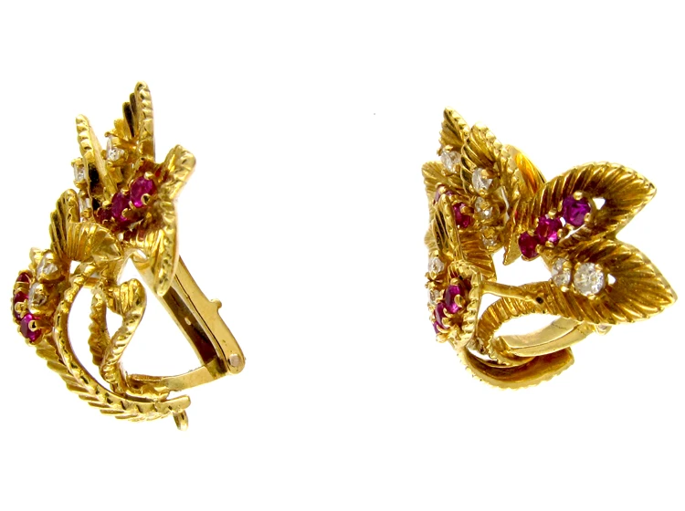 Ruby & Diamond Earclips 5 Ruby & Diamond Earclips - Image 3