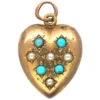 Edwardian Heart Shaped Pendant Set With Natural Split Pearls & Turquoise -Antique Jewellery Company 9c36cd3a dsc07442