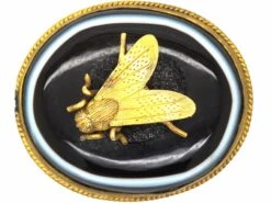 Victorian Banded Onyx Brooch With Fly On Top