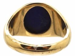 Mid 20th Century 9ct Gold & Lapis Signet Ring With Intaglio Of A Lion -Antique Jewellery Company 9e2bf440 dsc00950 scaled 1