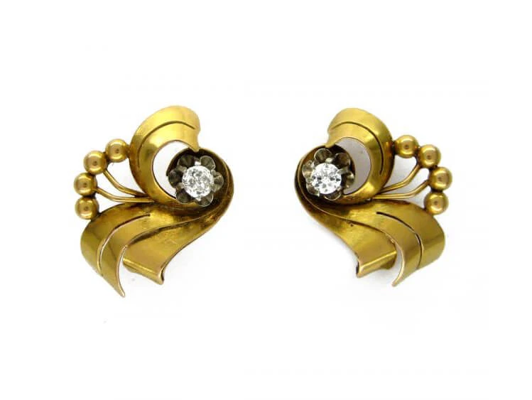 18ct Gold & Diamond Spray Earrings 3 18ct Gold & Diamond Spray Earrings