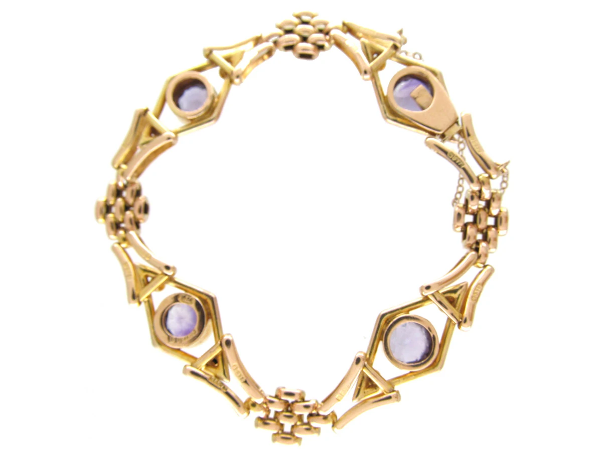 Edwardian Amethyst 9ct Gold Gate Bracelet 4 Edwardian Amethyst 9ct Gold Gate Bracelet - Image 2