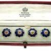 Victorian 18ct Gold & Blue Enamel Buttons In Original Case -Antique Jewellery Company C18