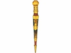 Scottish 19th Century 15ct Gold Dirk Brooch Set With Bloodstone, Jasper & Citrine