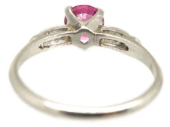 Ruby Solitaire & Diamond Platinum Ring -Antique Jewellery Company DSC00080