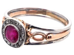 Edwardian Ruby & Rose Cluster Diamond Ring -Antique Jewellery Company DSC00092