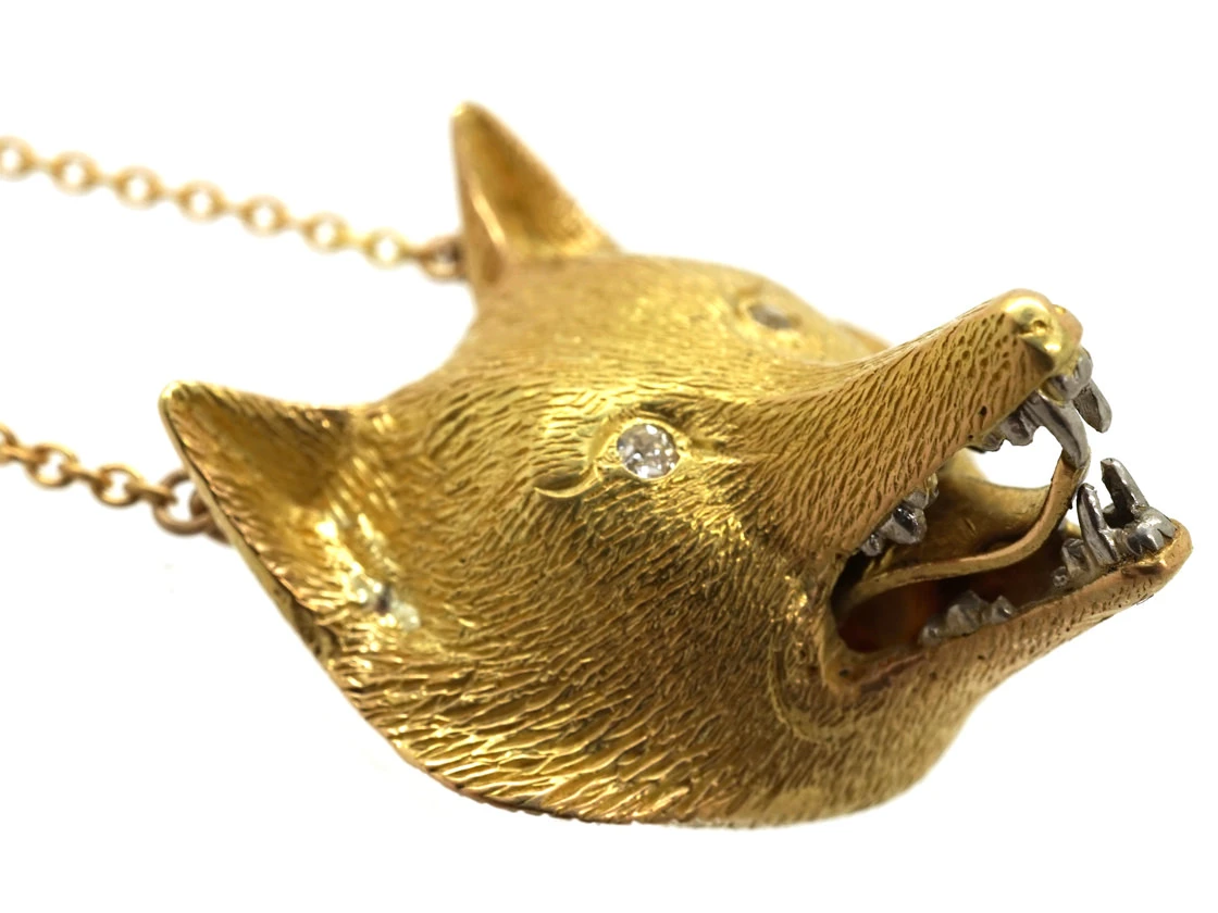 18ct Gold Fox Head Pendant On Chain 4 18ct Gold Fox Head Pendant On Chain - Image 2