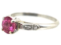 Ruby Solitaire & Diamond Platinum Ring -Antique Jewellery Company DSC00095