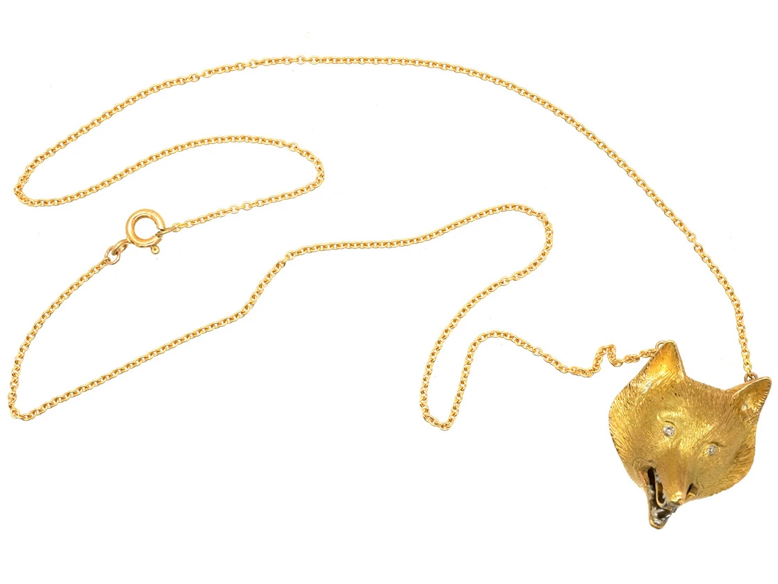 18ct Gold Fox Head Pendant On Chain 5 18ct Gold Fox Head Pendant On Chain - Image 3