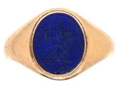 Victorian 18ct Gold & Lapis Fleur-de-Lis Signet Ring