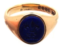 Victorian 18ct Gold & Lapis Fleur-de-Lis Signet Ring 14 Victorian 18ct Gold & Lapis Fleur-de-Lis Signet Ring -Antique Jewellery Company DSC00108 1