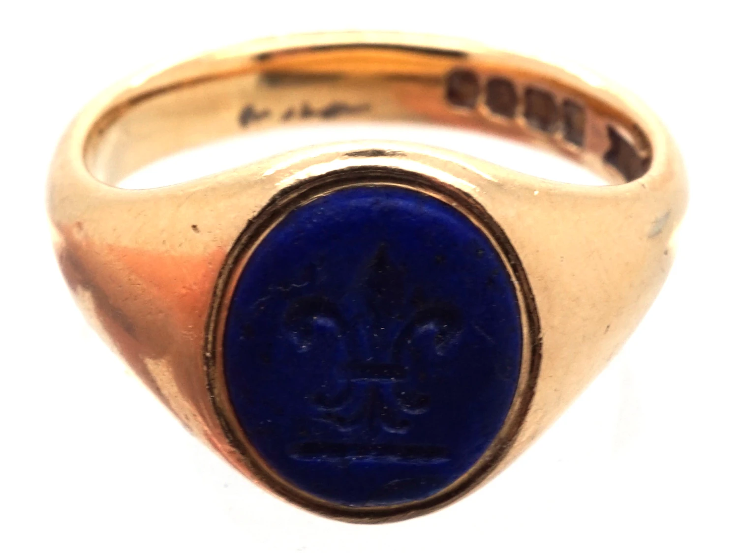 Victorian 18ct Gold & Lapis Fleur-de-Lis Signet Ring 8 Victorian 18ct Gold & Lapis Fleur-de-Lis Signet Ring - Image 6