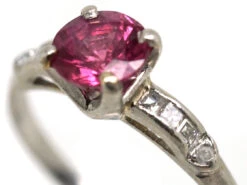 Ruby Solitaire & Diamond Platinum Ring -Antique Jewellery Company DSC00113