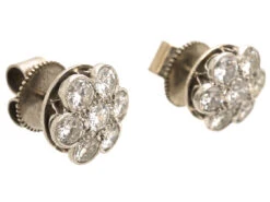 18ct White Gold & Diamond Large Cluster Earrings -Antique Jewellery Company DSC00115