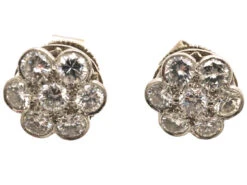 18ct White Gold & Diamond Large Cluster Earrings -Antique Jewellery Company DSC00117