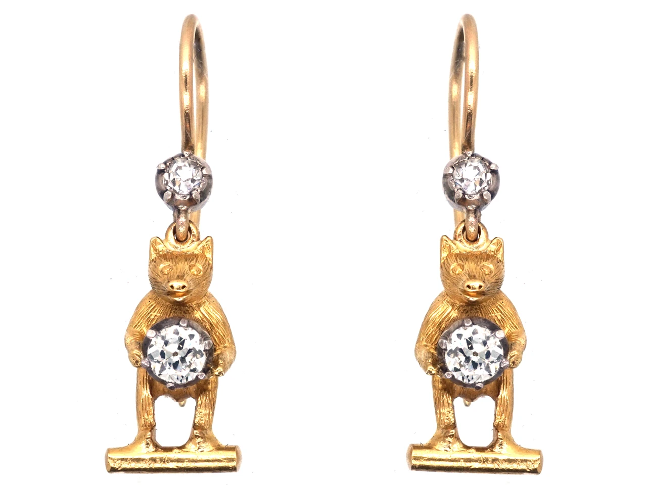 Edwardian 18ct Gold & Diamond Bear Earrings 3 Edwardian 18ct Gold & Diamond Bear Earrings