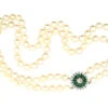 Cultured Pearl Double Strand Necklace With Emerald & Diamond Clasp 1 Cultured Pearl Double Strand Necklace With Emerald & Diamond Clasp -Antique Jewellery Company DSC00138