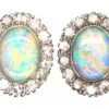 Early 20th Century 18ct White Gold, Opal & Diamond Oval Cluster Earrings -Antique Jewellery Company DSC00166 scaled 1