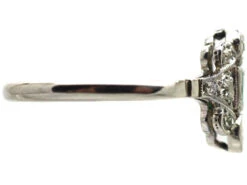Edwardian 18ct White Gold & Platinum, Emerald & Diamond Ring -Antique Jewellery Company DSC00191