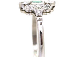 Edwardian 18ct White Gold & Platinum, Emerald & Diamond Ring -Antique Jewellery Company DSC00226