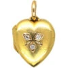 Edwardian 15ct Gold Heart Shaped Locket Set With Three Diamonds 2 Edwardian 15ct Gold Heart Shaped Locket Set With Three Diamonds -Antique Jewellery Company DSC00233 1