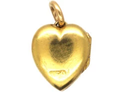 Edwardian 15ct Gold Heart Shaped Locket Set With Three Diamonds 9 Edwardian 15ct Gold Heart Shaped Locket Set With Three Diamonds -Antique Jewellery Company DSC00239 1