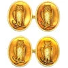 Victorian 18ct Gold Cufflinks Of Owls