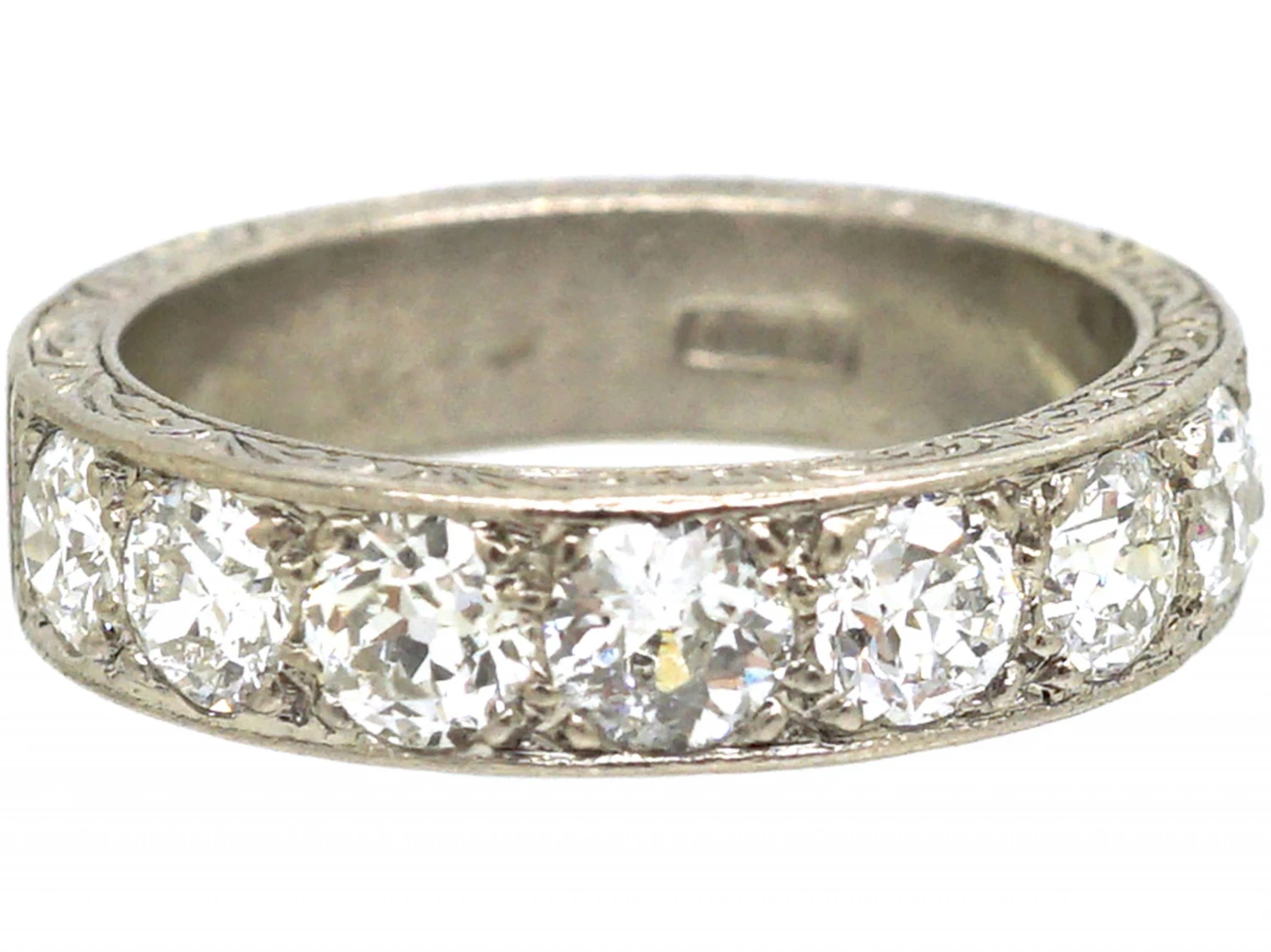 Art Deco 18ct White Gold Half Eternity Ring Set With Diamonds 9 Art Deco 18ct White Gold Half Eternity Ring Set With Diamonds - Image 7