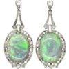 Art Deco Platinum, Opal & Diamond Drop Earrings