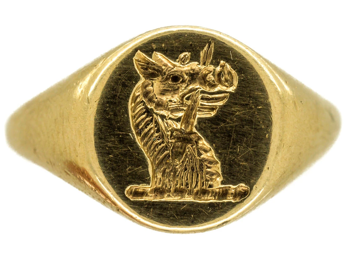 9ct Gold Signet Ring With Griffin Intaglio 3 9ct Gold Signet Ring With Griffin Intaglio