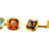 Art Deco 14ct Gold Multi Stone Cufflinks -Antique Jewellery Company DSC00343