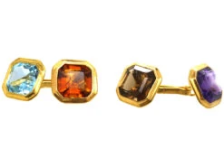Art Deco 14ct Gold Multi Stone Cufflinks