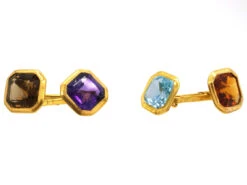 Art Deco 14ct Gold Multi Stone Cufflinks 9 Art Deco 14ct Gold Multi Stone Cufflinks -Antique Jewellery Company DSC00352
