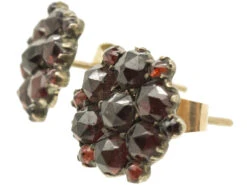 Edwardian Bohemian Garnet Cluster Earrings -Antique Jewellery Company DSC00440