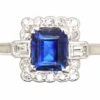 Art Deco 18ct White Gold, Rectangular Cut Sapphire & Diamond Ring 2 Art Deco 18ct White Gold, Rectangular Cut Sapphire & Diamond Ring -Antique Jewellery Company DSC00464 scaled 1