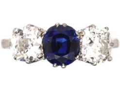 Edwardian Platinum, Sapphire & Diamond Three Stone Ring