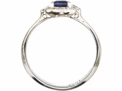 Art Deco 18ct White Gold, Rectangular Cut Sapphire & Diamond Ring 11 Art Deco 18ct White Gold, Rectangular Cut Sapphire & Diamond Ring -Antique Jewellery Company DSC00483 scaled 1