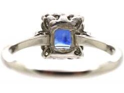 Art Deco 18ct White Gold, Rectangular Cut Sapphire & Diamond Ring 12 Art Deco 18ct White Gold, Rectangular Cut Sapphire & Diamond Ring -Antique Jewellery Company DSC00486 scaled 1