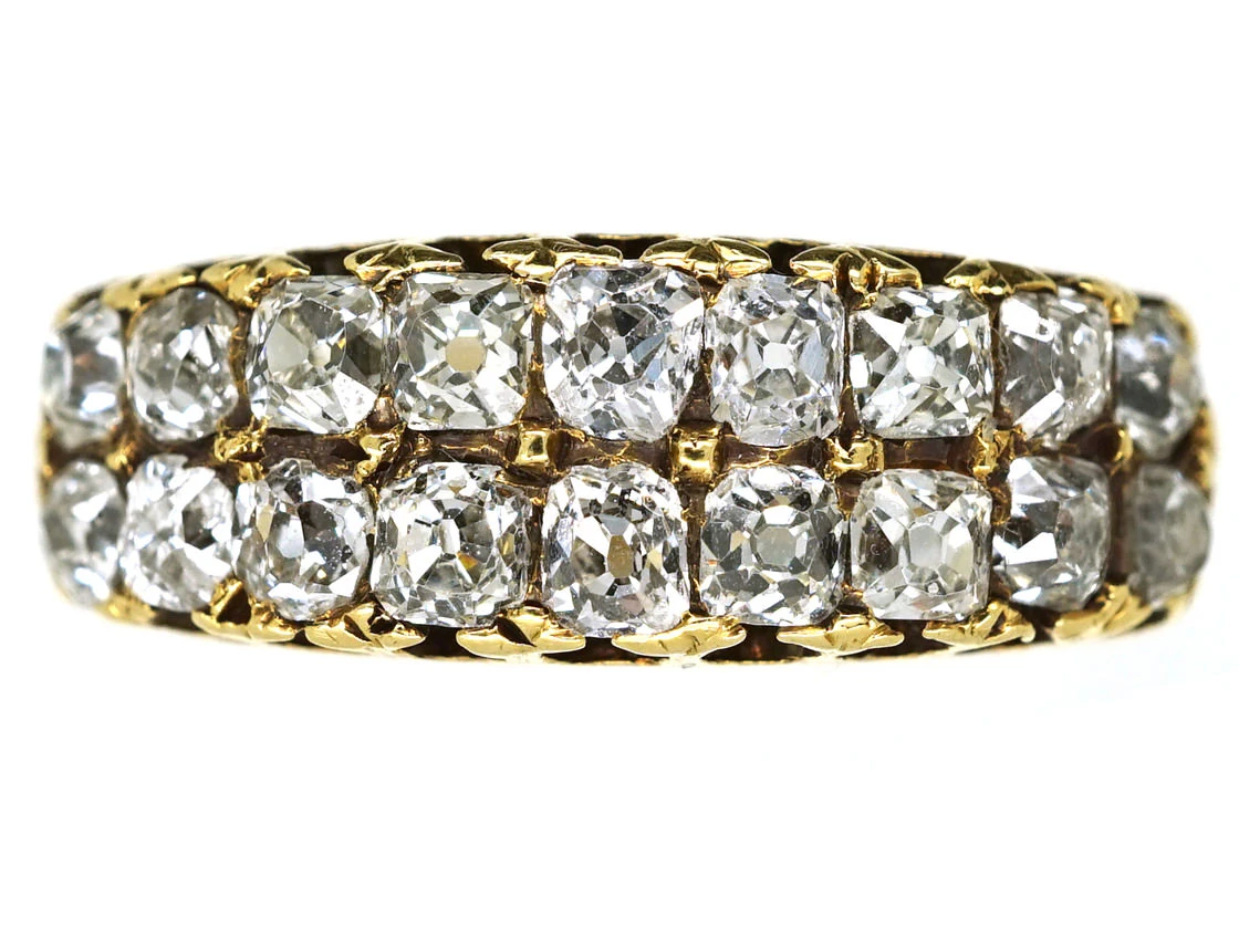 Victorian 18ct Gold Double Row Diamond Ring 3 Victorian 18ct Gold Double Row Diamond Ring