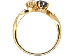 Early 20th Century 18ct Gold,Sapphire & Diamond Crossover Ring -Antique Jewellery Company DSC00503 scaled 1