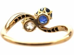 Early 20th Century 18ct Gold,Sapphire & Diamond Crossover Ring -Antique Jewellery Company DSC00505 scaled 1