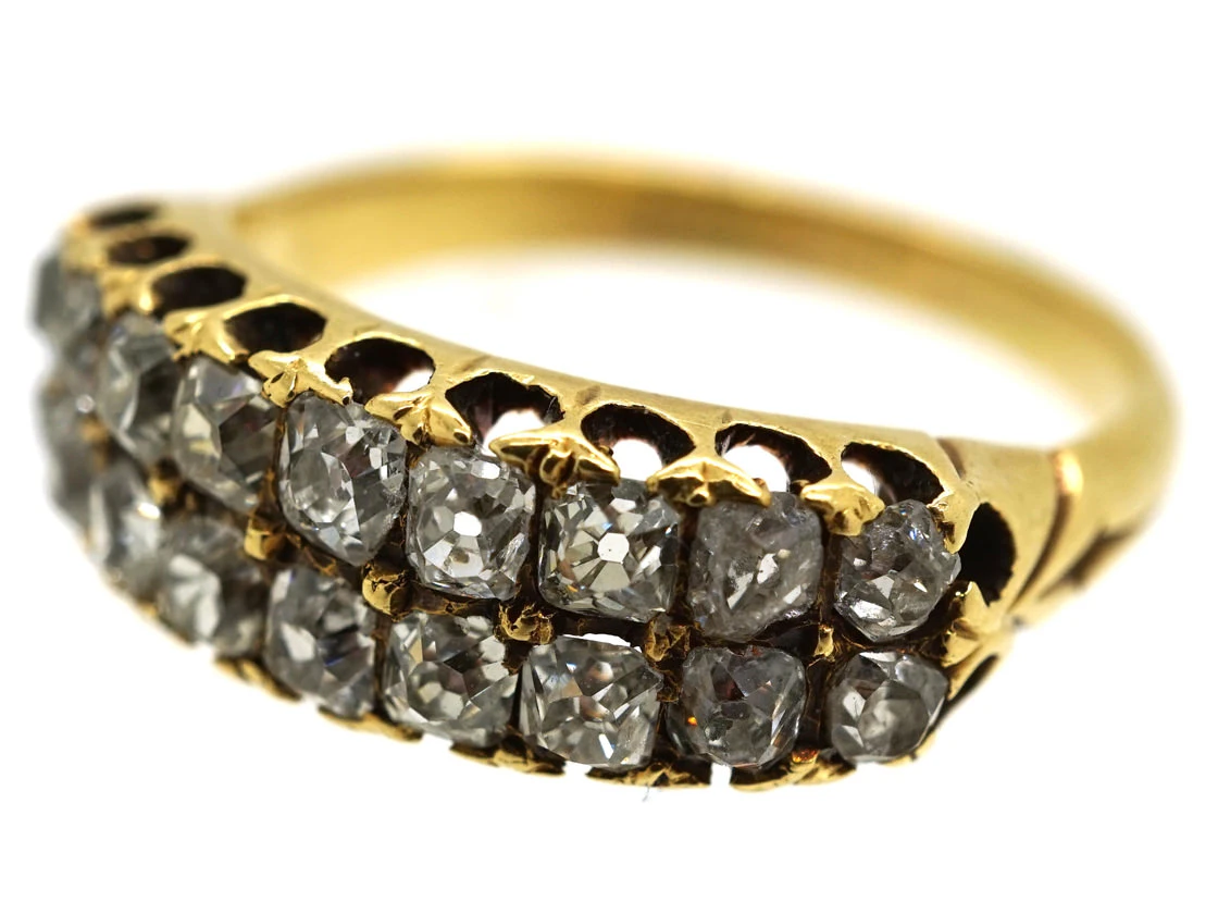 Victorian 18ct Gold Double Row Diamond Ring 9 Victorian 18ct Gold Double Row Diamond Ring - Image 7