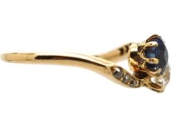 Early 20th Century 18ct Gold,Sapphire & Diamond Crossover Ring -Antique Jewellery Company DSC00508 scaled 1