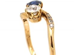 Early 20th Century 18ct Gold,Sapphire & Diamond Crossover Ring -Antique Jewellery Company DSC00516 scaled 1