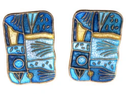 Silver & Enamel Clip On Earrings Representing “Spring” By David Andersen
