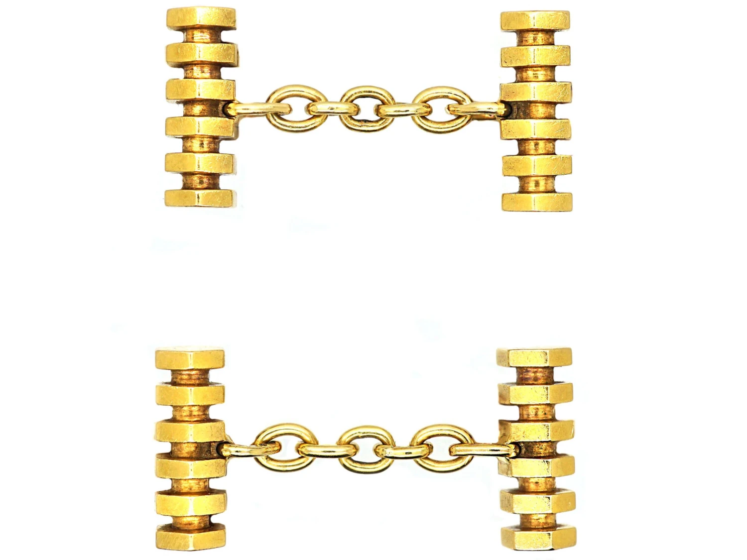 French Early 20th Century 18ct Gold Ridged Cufflinks 3 French Early 20th Century 18ct Gold Ridged Cufflinks