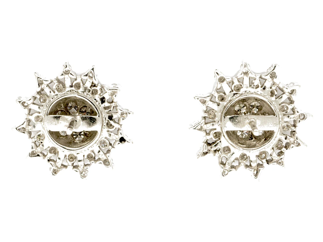18ct White Gold & Diamond Snowflake Earrings 4 18ct White Gold & Diamond Snowflake Earrings - Image 2