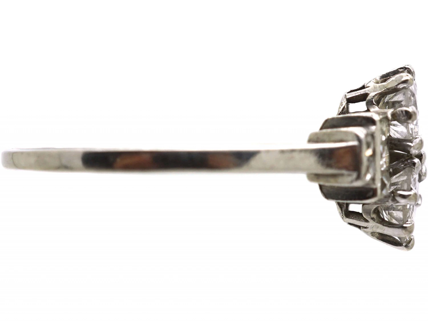 Art Deco Platinum Two Stone Diamond Ring With French Cut Diamond Set Shoulders 7 Art Deco Platinum Two Stone Diamond Ring With French Cut Diamond Set Shoulders - Image 5