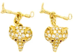 Diamond & Ruby 18ct Gold Fox & Whip Cufflinks